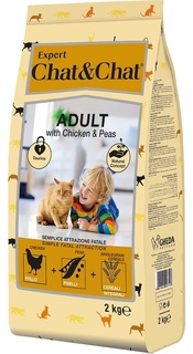 Сухой корм для кошек Chat&Chat Expert Premium, для взрослых, с курицей и горохом, 2 кг