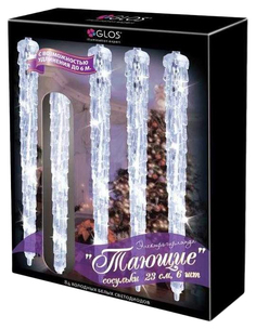 Световая гирлянда новогодняя Glos Сосульки тающие GL7018 0,23 м белый холодный