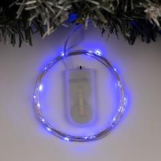 Гирлянда «Нить» 2 м роса, IP20, серебристая нить, 20 LED, свечение синее, CR2032х2 Luazon Lighting