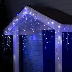 Гирлянда «Бахрома» 4?0.6 м, IP44, прозр. нить, 180 LED, свечение бело-синее, мигание, 220В Luazon Lighting