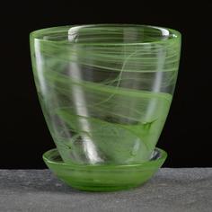 Цветочный горшок NiNaGlass с поддоном гармония алебастр Р00002135 0,85 л зеленый 1 шт.