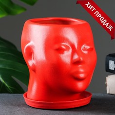 Цветочный горшок Хорошие сувениры Органайзер голова Р00013442 1,2 л красный 1 шт.