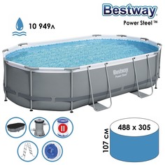 Bestway Power Steel 488х305х107 см, фильтр-насос, лестница, тент