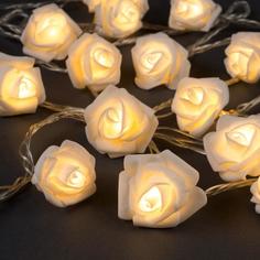 Световая гирлянда новогодняя Luazon Lighting розы белые 3612367 5 м белый теплый