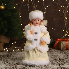Новогодняя фигурка Зимнее волшебство Снегурочка пуговка ромбик с подсветкой 3555343 1 шт.