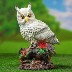 Садовая фигура "Сова с букетом роз" белая, 26см Хорошие сувениры