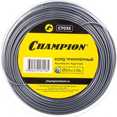 Корд триммерный Aluminium, нож для отреза (2.7 мм, 72 м, круг) CHAMPION C7035