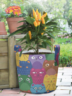 Декоративный мешок корзина кашпо войлок с принтами JoyArty "Яркие цветные коты", 27 л