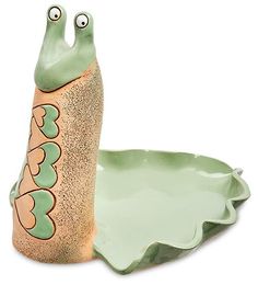 Подставка для кашпо Улитка с листочками, зеленая ZLC- 54/02 113-1010727 Керамика Золотое