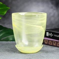 Цветочный горшок NiNaGlass с поддоном №3 алеб Р00002135 1 л желтый 1 шт.