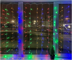 Электрогирлянда Штора Светодиодная Led, 640 лампочек, 3х3 метра, цвет: мульти, питание от No Brand