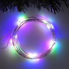 Гирлянда Нить 2 м роса, IP20, серебристая нить, 20 LED, свечение мульти, USB No Brand