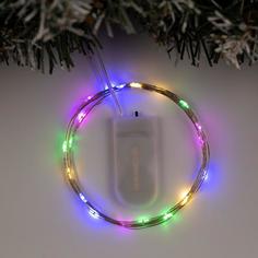 Гирлянда Нить 2 м роса, IP20, серебристая нить, 20 LED, свечение мульти, CR2032х2 No Brand