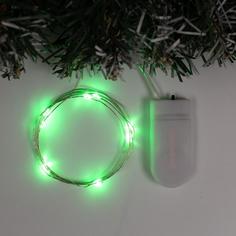 Гирлянда Нить 1 м роса, IP20, серебристая нить, 10 LED, свечение зеленое, CR2032х2 No Brand