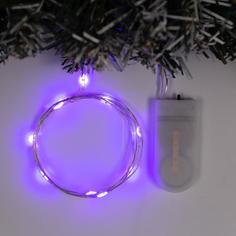 Гирлянда Нить 1 м роса, IP20, серебристая нить, 10 LED, свечение фиолетовое, CR2032х2 No Brand