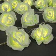 Световая гирлянда новогодняя Luazon Lighting розы зеленые 3612369 5 м белый теплый