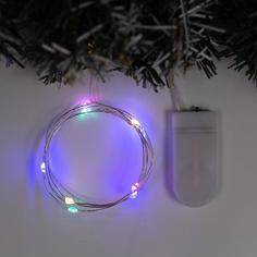 Гирлянда «Нить» 1 м роса, IP20, серебристая нить, 10 LED, свечение мульти, CR2032х2 No Brand