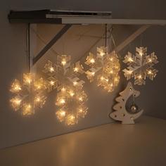 Световая гирлянда новогодняя Luazon Lighting снежинка матовая 5148897 2 м белый теплый