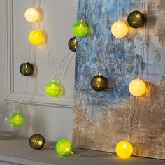 Световая гирлянда новогодняя Luazon Lighting клубки бело-зеленые 3590722 5 м белый теплый