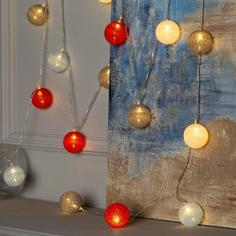 Световая гирлянда новогодняя Luazon Lighting клубки красно-голубые 3590724 5м белый теплый