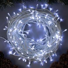 Гирлянда "Нить" 20 м , IP44, белая нить, 200 LED, свечение белое, 8 режимов, 220 В No Brand