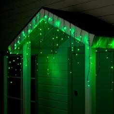 Гирлянда "Бахрома" 4 х 0.6 м , IP44, тёмная нить, 180 LED, свечение зелёное, 8 режимов No Brand