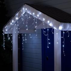 Гирлянда "Бахрома" 4 х 0.6 м , IP44, белая нить, 180 LED, свечение белое, 8 режимов, 220 В No Brand