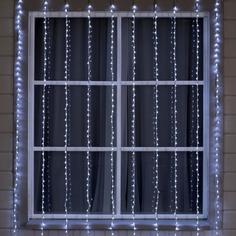 Гирлянда "Водопад" 2 х 3 м , IP44, УМС, прозрачная нить, 800 LED, свечение белое No Brand