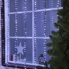 Гирлянда "Водопад" 2 х 3 м , IP44, УМС, тёмная нить, 800 LED, свечение белое No Brand