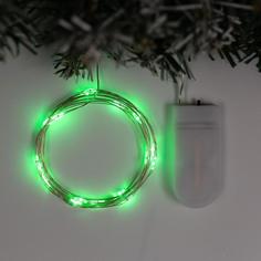 Гирлянда "Нить" 2 м роса, IP20, серебристая нить, 20 LED, свечение зелёное, фиксинг No Brand