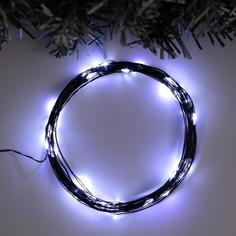 Гирлянда "Нить" 5 м роса, IP20, чёрная нить, 50 LED, свечение белое, фиксинг, USB No Brand