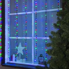 Гирлянда "Водопад" 2 х 1.5 м , IP44, тёмная нить, 400 LED, свечение мульти, 8 режимов No Brand
