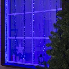 Гирлянда "Водопад" 2 х 1.5 м , IP44, тёмная нить, 400 LED, свечение синее, 8 режимов No Brand