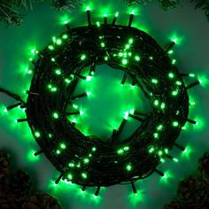 Гирлянда "Нить" 20 м , IP20, тёмная нить, 200 LED, свечение зелёное, 8 режимов, 220 В No Brand