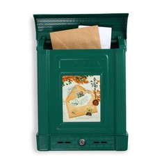 Ящик почтовый, пластиковый, «Декор», с замком, зелёный No Brand
