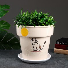 Цветочный горшок Коровка 7 л белый 1 шт. No Brand