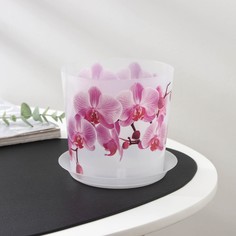 Цветочный горшок Idea для орхидей c поддоном деко Р00002314 1,2 л разноцветный 1 шт.