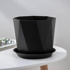 Цветочный горшок Idea с поддоном призма Р00002314 2,6 л графит 1 шт.
