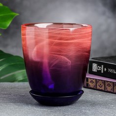 Цветочный горшок NiNaGlass с поддоном №3 алеб Р00002135 1 л розово-фиолетовый 1 шт.