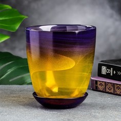 Цветочный горшок NiNaGlass с поддоном №3 алеб Р00002135 1 л желто-фиолетовый 1 шт.