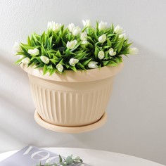 Цветочный горшок Idea с поддоном настенный ливия Р00002314 4,6 л белая глина 1 шт.