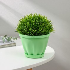 Цветочный горшок с поддоном знатный 0,45 л зеленый 1 шт. No Brand
