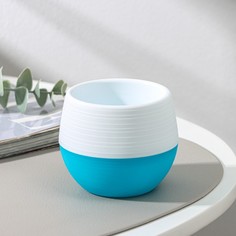 Цветочный горшок Петропласт Япония Р00000584 0,13 л белый-бирюзовый 1 шт.