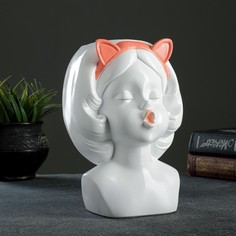 Цветочное кашпо Хорошие сувениры Девочка с ушками Р00013442 1,9 л белый 1 шт.