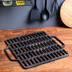 Решетка для гриля чугунная, с ручками, 40 х 44 х 1 см No Brand