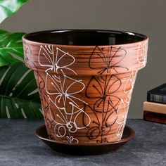 Цветочный горшок Витраж 13 л коричневый 1 шт. No Brand