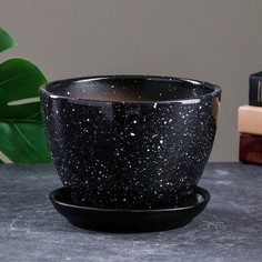 Цветочный горшок Гранит 1,65 л черный 1 шт. No Brand