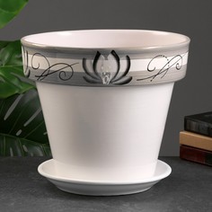 Цветочный горшок Лотос 13 л белый серый 1 шт. No Brand