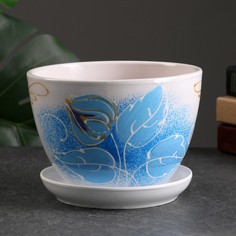 Цветочный горшок Пралеска 1,65 л синий 1 шт. No Brand