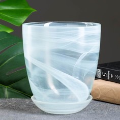 Цветочный горшок NiNaGlass с поддоном №3 алеб Р00002135 1 л белый 1 шт.